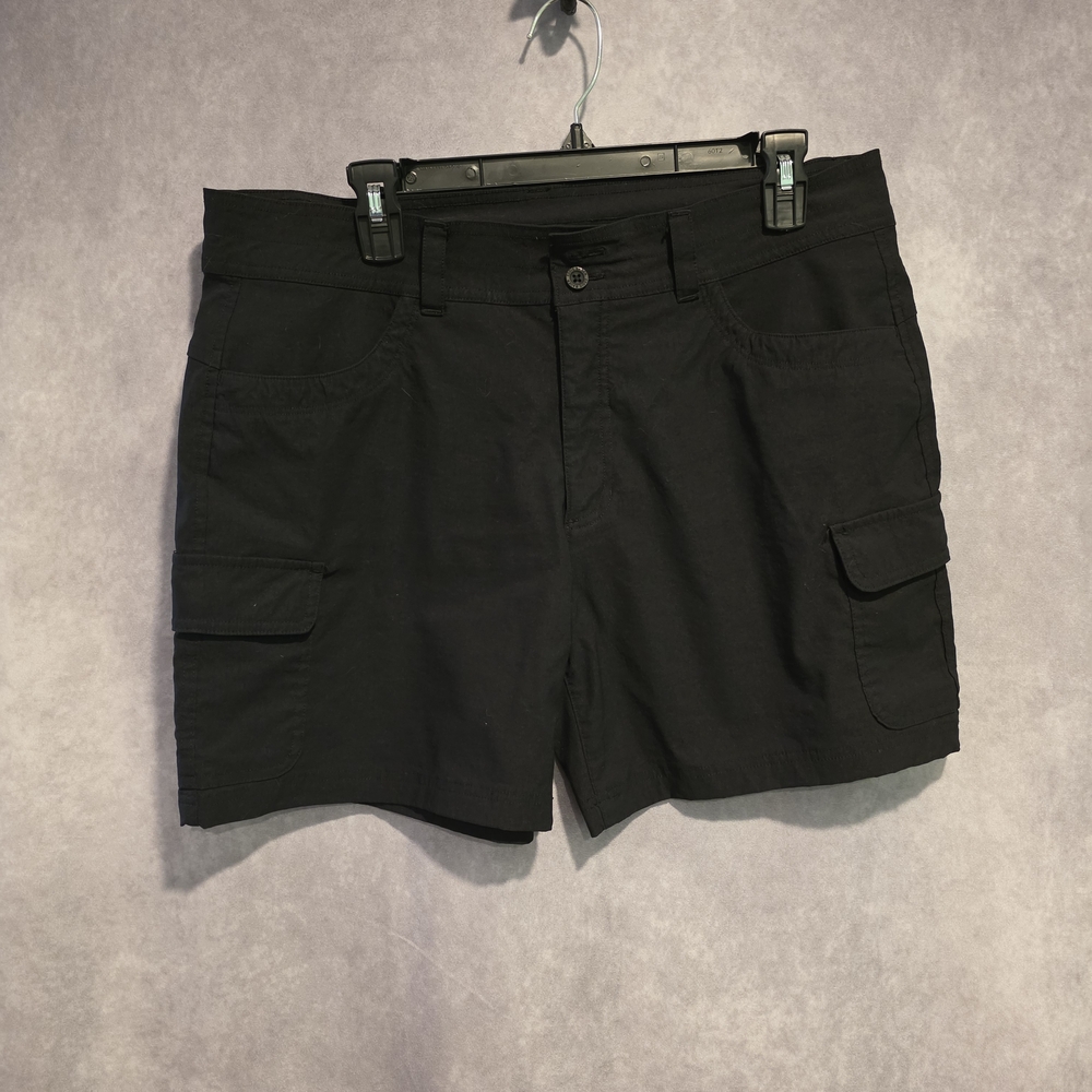 Eddie Bauer Black Cargo Shorts Women's Size 14 Summer Trail Nylon Spandex Blend